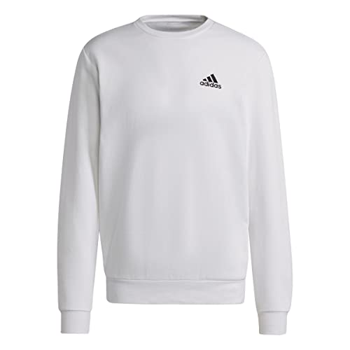 adidas Uomo Feelcozy Essentials Fleece Sweatshirt, White/Black, XXL 