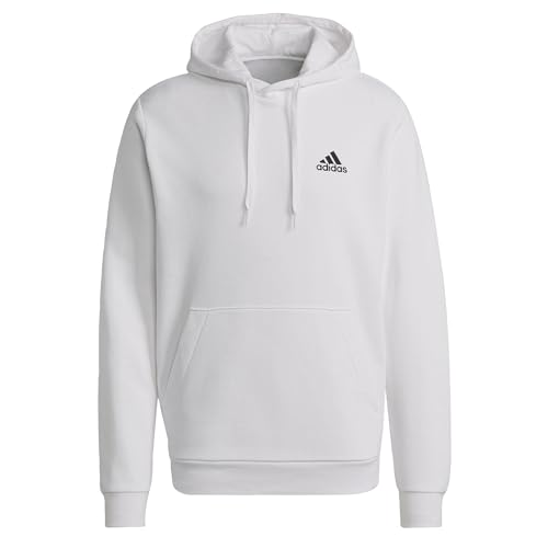 adidas Essentials Fleece Hoodie Felpa con cappuccio, White/Black, 