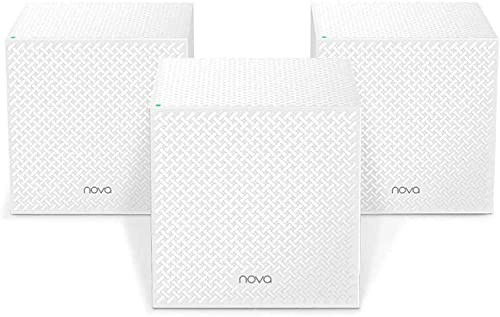 Tenda MW12-3 Wi-Fi Mesh, Tri-band, 3 Gigabit Ports, Copertura Wi-Fi fino a 500 MQ, Supporta 100 Dispositivi Collegati, Compatibile Alexa, Bianco, Confezione di 3