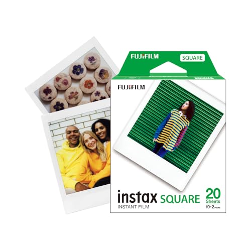 Fujifilm Instax Square Film Formato Quadrato 62x62 mm - Confezione da 20, Bordo Bianco