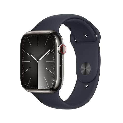 Apple Watch Series 9 (Cellular) 45mm Acciaio grafite + Sport mezzanotte (S/M)