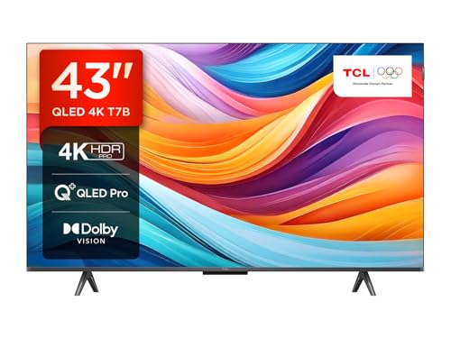 TCL 43T7B, TV QLED 43”, 4K Ultra HD, Google TV (Dolby Vision & Atmos, Controllo vocale hands-free, compatibile con Google assistant & Alexa)