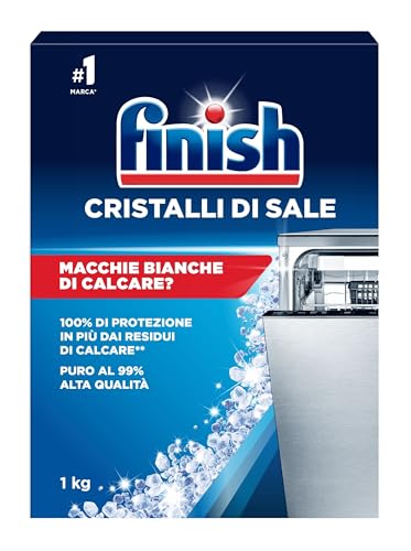 Finish Cristalli di Sale - 1 kg di Sale per Lavastoviglie contro il Calcare