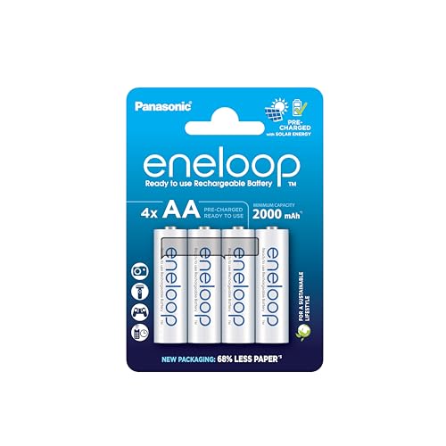 Panasonic Eneloop - 4 Batterie AA ricaricabili 2000mAh - fino a 2100 cicli