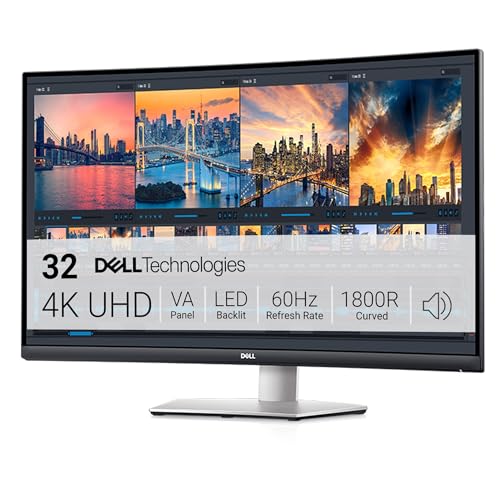 Dell 31.5" 21;9 (3440x1440) WQHD - Monitor Curvo, Pannello VA, Altoparlanti integrati