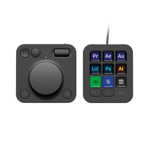 Logitech MX Creative Console, keypad 9 tasti + manopola per grafica, video, foto - Grafite