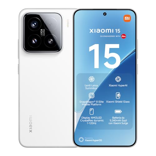 Xiaomi 15 - 12+256GB, Leica, 50MP, 5240mAh, 90W HyperCharge - Bianco