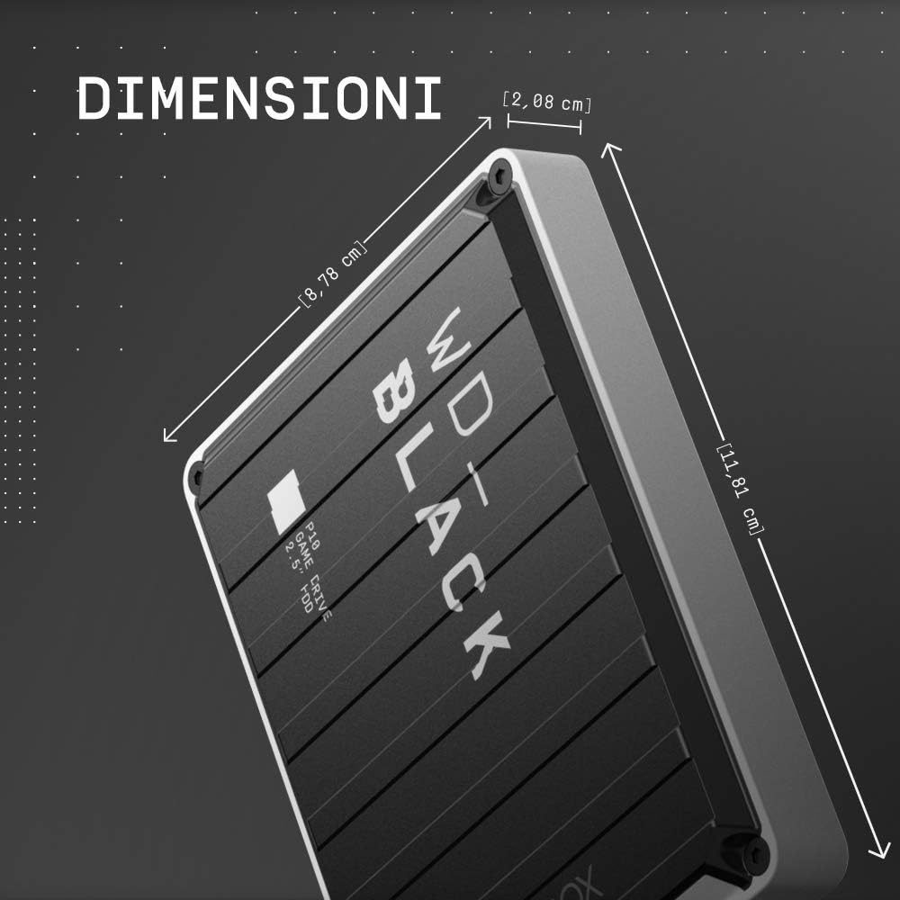 WD_BLACK P10 HDD Portatile da 5TB - costruzione in metallo