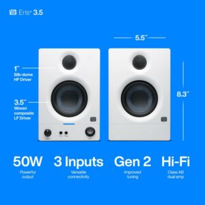 PreSonus Eris 3.5 Gen 2 Monitor 50W 3.5" Attivi - Bianco