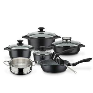 GSW Set Pentole Gourmet Granito 10pz Alluminio - Nero