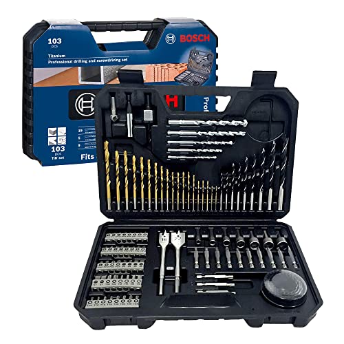 Bosch Professional Set 103 Punte e Bit per Legno, Metallo, Pietra