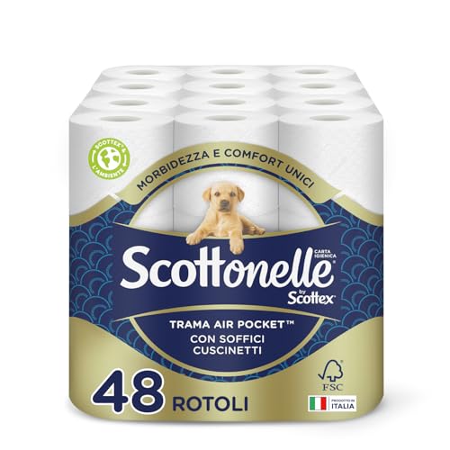 48 Rotoli - Scottonelle Carta Igienica, Morbida e Resistente, Dermatologicamente testata