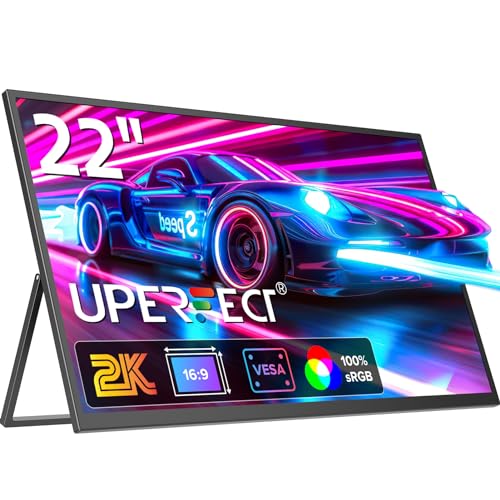 UPERFECT Monitor Portatile 22" IPS 2560x1440, ingressi Mini HDMI e USB C, VESA
