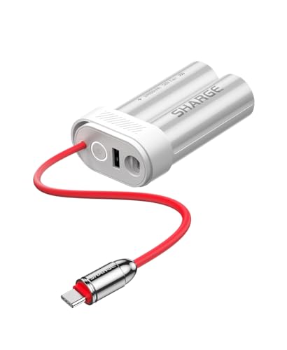 SHARGE Power Bank 10000mAh - 30W, USB-C Integrato, iPhone, Android, Bianco