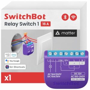 SwitchBot Smart Relay Switch 1, Relè Wi-Fi Matter 16A con Ripetitore BT