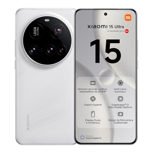 Xiaomi 15 Ultra - 16+512GB, Lenti Leica, 200MP, 5410mAh, 90W HyperCharge - Bianco