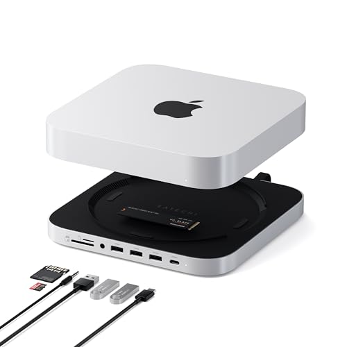 SATECHI Hub USB-C per Mac mini (fino M2) e Mac Studio con supporto SSD - Argento