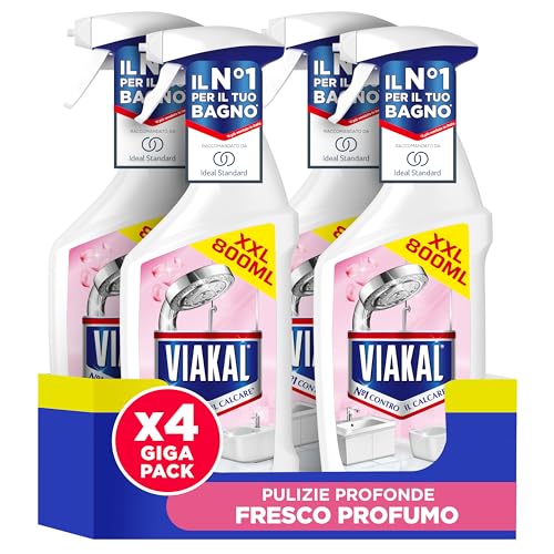 Viakal Spray Anticalcare Fresco 4x Flaconi con Anti-Goccia