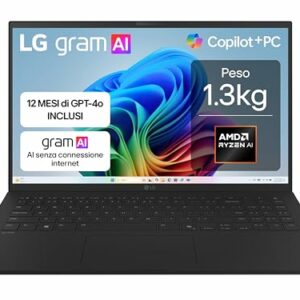 LG gram AI 15Z80T 15.6" FHD Ryzen AI 7 350 16/512GB - Nero