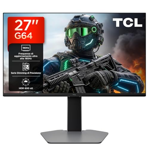TCL 27G64 Monitor Gaming 27″ QHD QD Mini LED, 180Hz, 1ms 