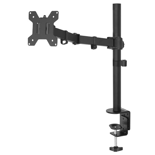 Amazon Basics - Supporto Singolo Monitor, Braccio Regolabile, Acciaio, Nero