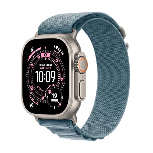 Apple Watch Ultra 3 GPS+Cellular 49mm Titanio naturale, Alpine Loop blu chiaro S