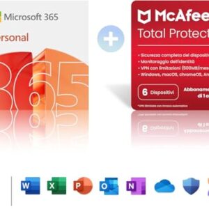 Microsoft 365 Personal 12 mesi 1 TB OneDrive + McAfee