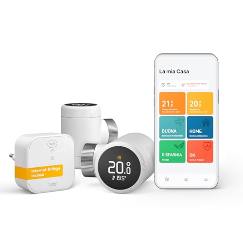tado° Termostato Intelligente X - Starter Kit con Bridge X + 2 Teste Termostato