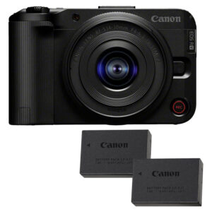 Canon EOS R50 con RF-S 14-30mm e 2x Batterie